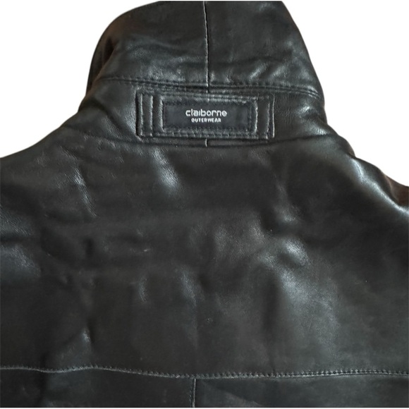 Claiborne Men’s Large Lambskin Black Leather Jacket: Zip Up. - Picture 6 of 10